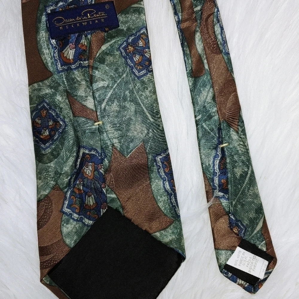 Vintage Silk Tie Green Brown 57